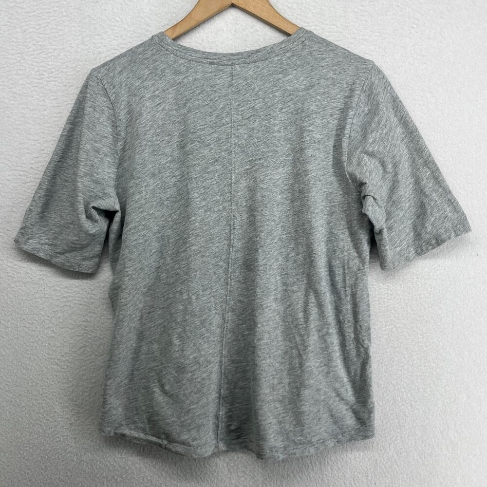 EILEEN FISHER Top S Slub Organic Cotton Jersey Crewneck Short Sleeve Gray - Picture 2 of 9